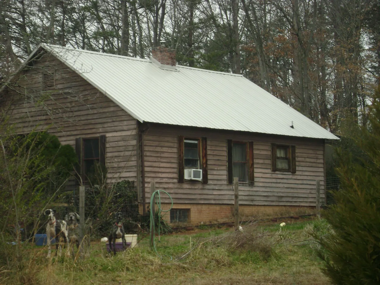 White metal roof on an old wood sided farmhouse, from a Asphalt Shingle Roof Repair job in Leavenworth